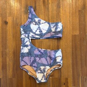 Crewcuts Girls' printed cutout one-piece swimsuit, 3T, Lavender Tie Dye